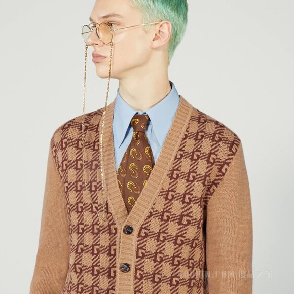 GUCCI MENS SWEATER Ha Ha Ha Harry Styles SQUARE G LOGO CARDIGAN sz S / SMALL - Picture 5 of 15